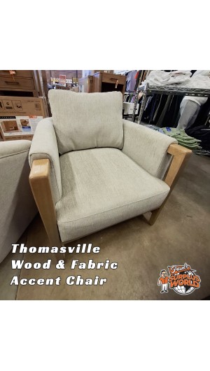 Wood & Fabric Accent Chair